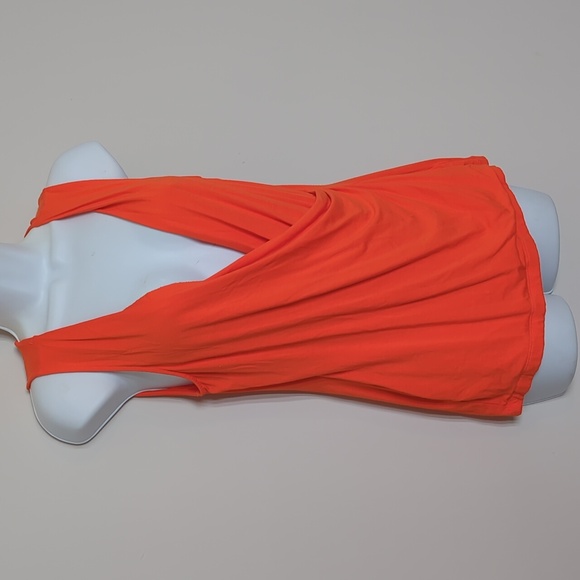 Saks Fifth Avenue Black Label Orange Plunge Neck Sleeveless Blouse Size M - Picture 2 of 9